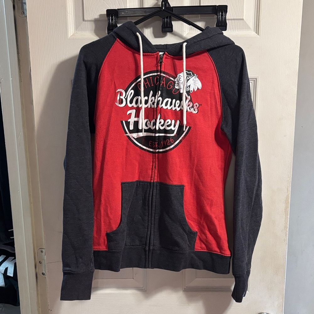 NHL Chicago Blackhawks Red and Black Zip-Up